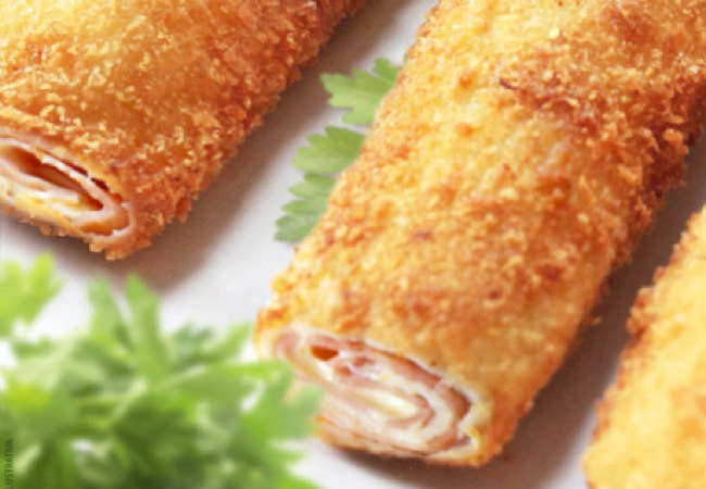 enroladinho de presunto e queijo