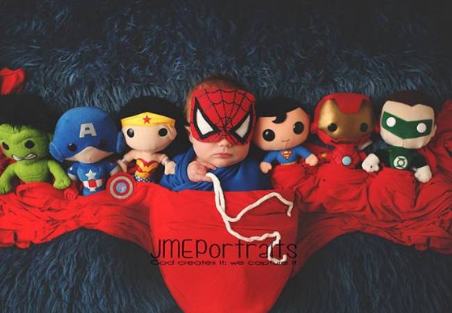 ideia ensaio fotografico de bebe herois