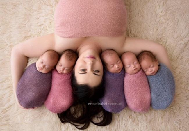 ideia ensaio fotografico de bebe quintuplos