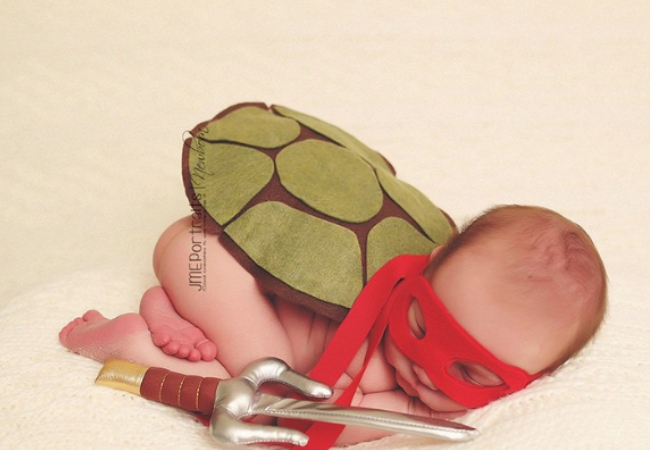 ideia ensaio fotografico de bebe tartaruga