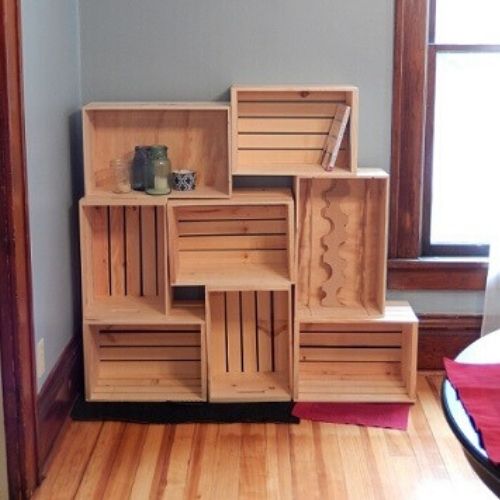 decoração de apartamento alugado estante de caixote