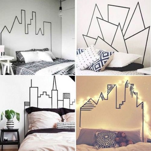 decoração de quarto simples fita adesiva na parede