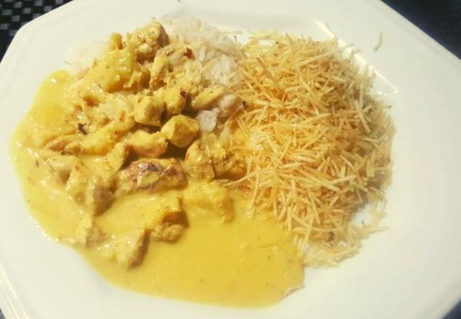 frango ao curry com toque de abacaxi