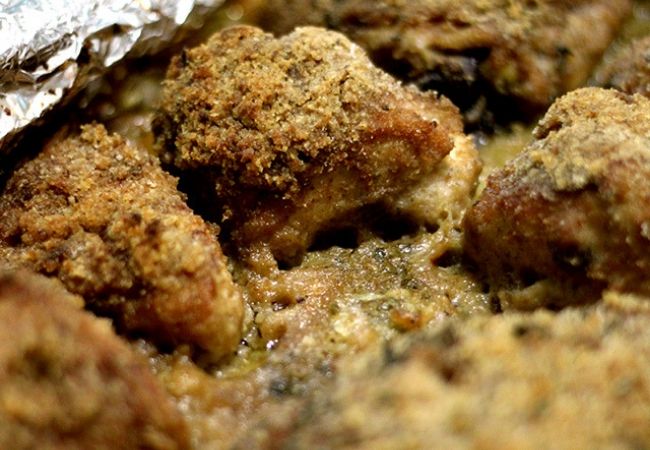 frango empanado assado na cerveja