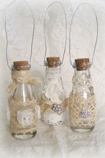 fazer garrafas de vidro decoradas flores cristais