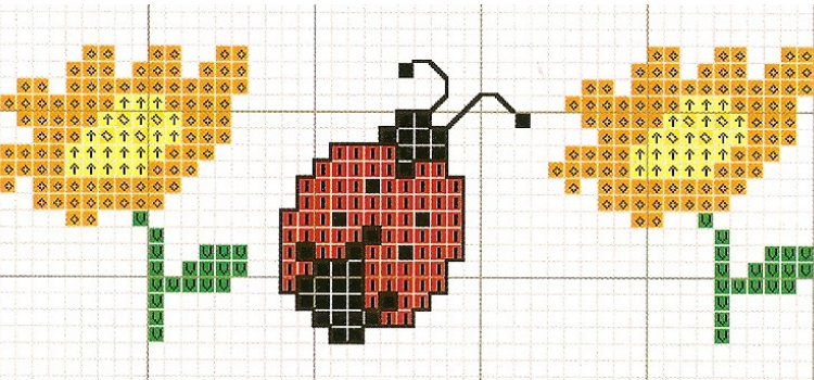 gráfico ponto cruz de joaninha