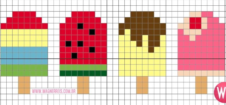 gráfico de ponto cruz picolé