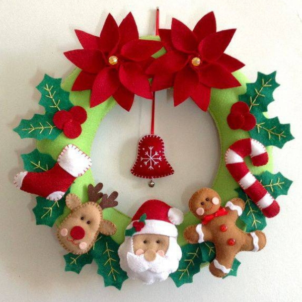 modelos guirlandas de natal tradicional feltro
