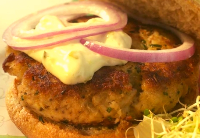 receita de hambúrguer de caranguejo