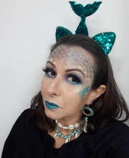 maquiagem para o carnaval sereia azul