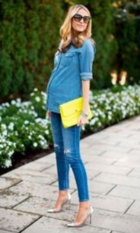 moda gestante jeans conjunto