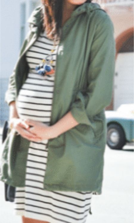 moda gestante vestido e parca