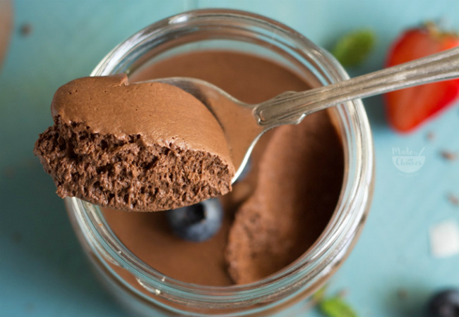 mousse de chocolate fit com aquafaba