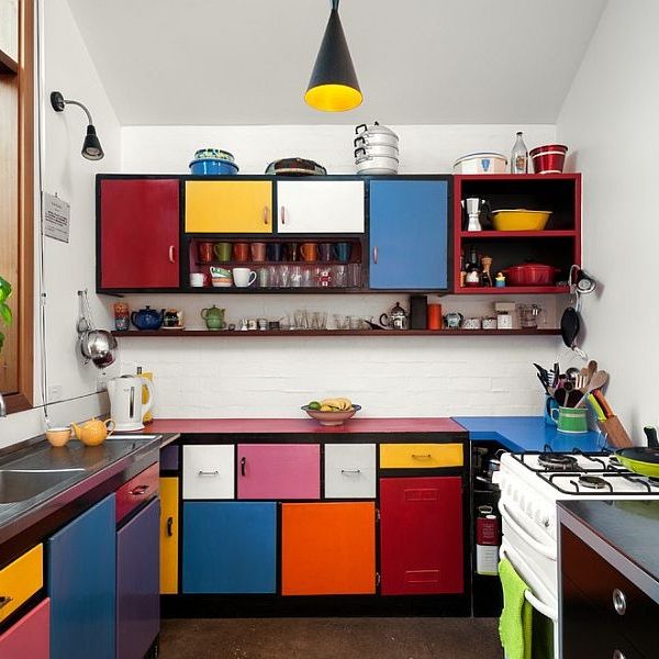 cores para cozinha móveis multicoloridos