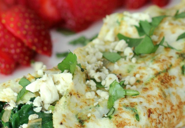 omelete com claras espinafre ao forno