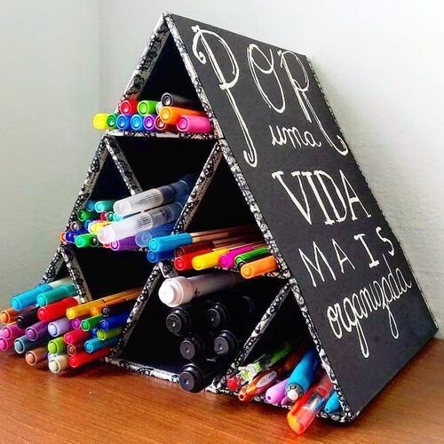 artesanato com papelão organizador canetas