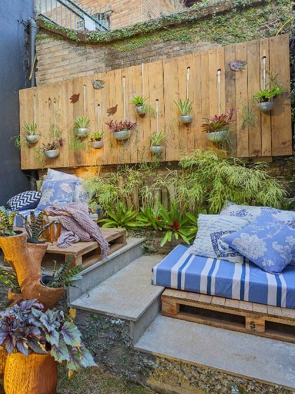 modelo painel de área de descanso no jardim