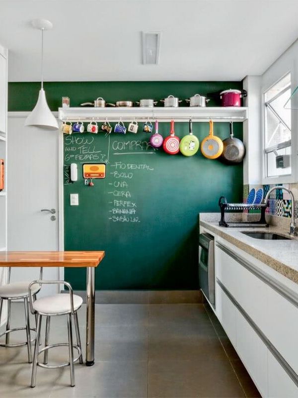 parede lousa para decoração de cozinha pequena