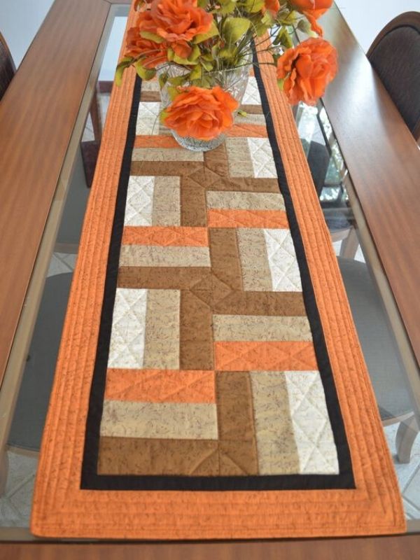 modelo passadeira de mesa patchwork laranja