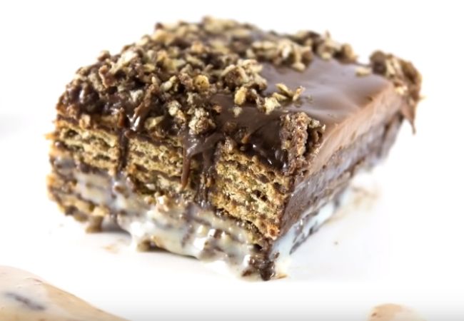 pavê de ganache e bis