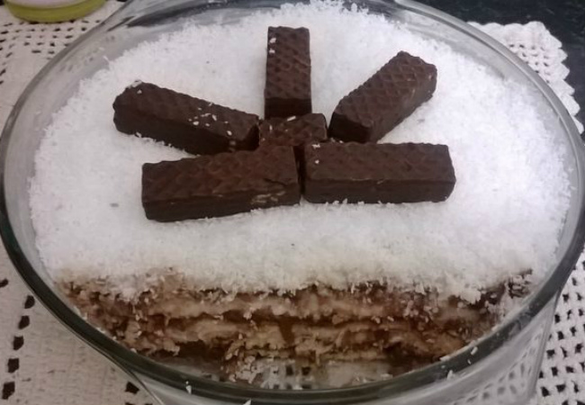 pavê de chocolate com leite de coco