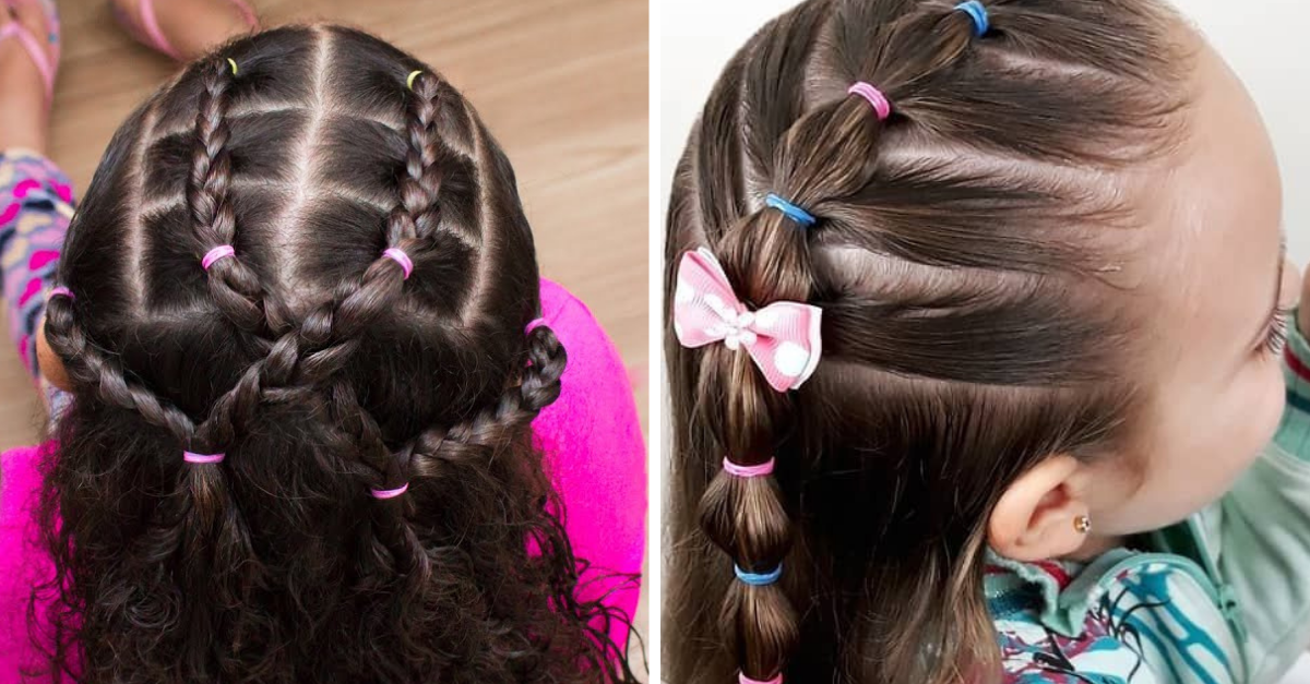 Penteado infantil fácil para cacheadas na diagonal