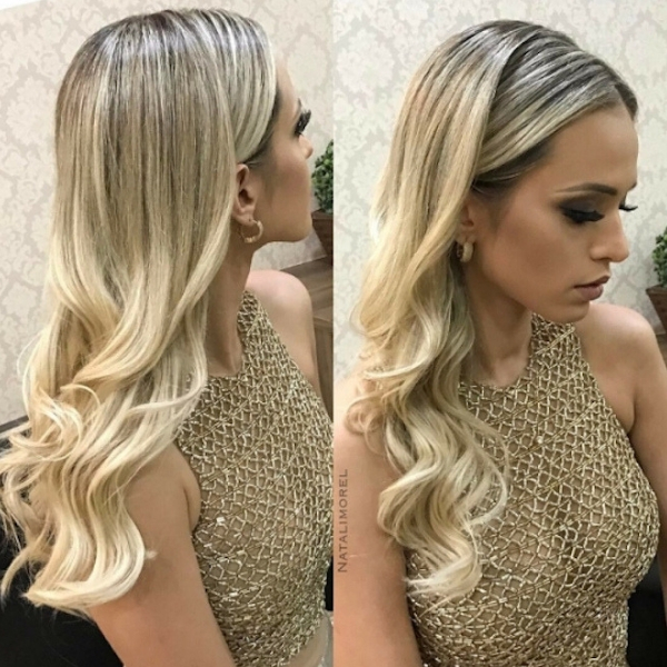 modelo penteados para formatura solto ponta ondulada