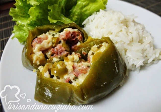 pimentão recheado com calabresa