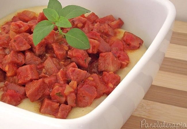 receitas com fubá polenta com linguiça