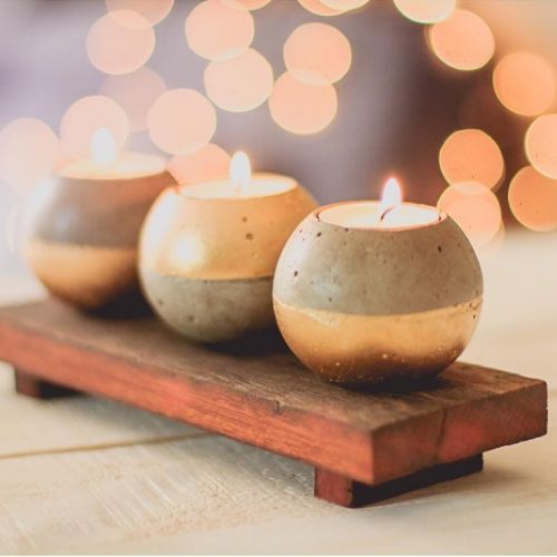 artesanato com cimento porta-velas