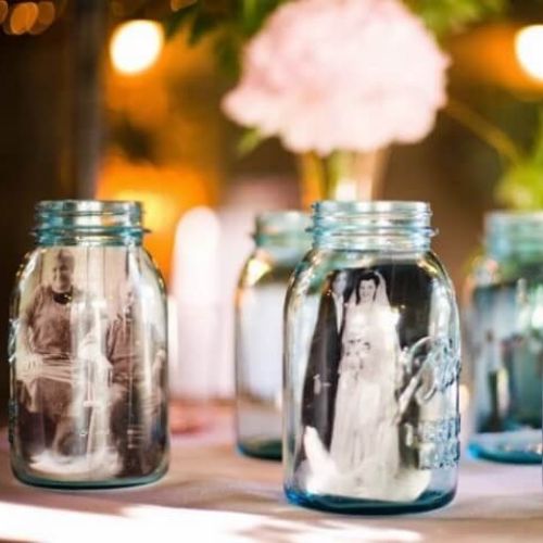 potes de vidro para fotos em festas