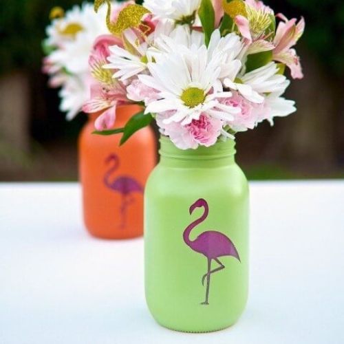 potes de vidro como vaso de flor