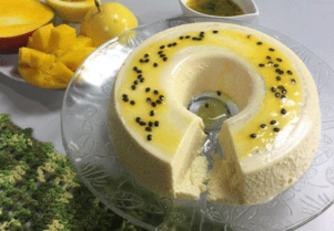 pudim de sorvete de manga com maracujá