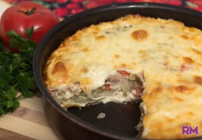 quiche com massa de batata e atum