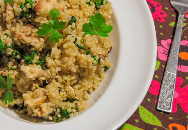 receita de quinoa com frango desfiado