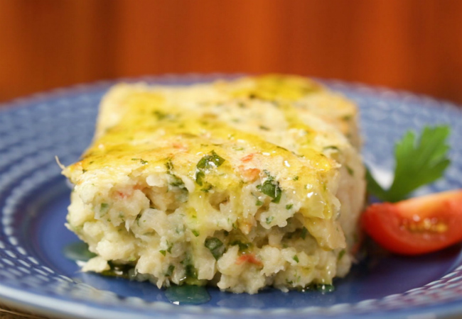 receita de suflê de chuchu com bacalhau