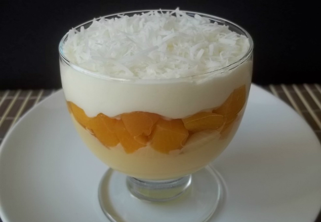 receita sobremesa dois cremes pêssego