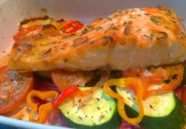 receitas de salmão com legumes