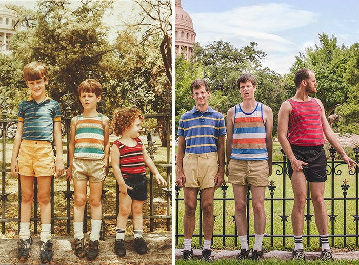 reconstituições de foto família trio