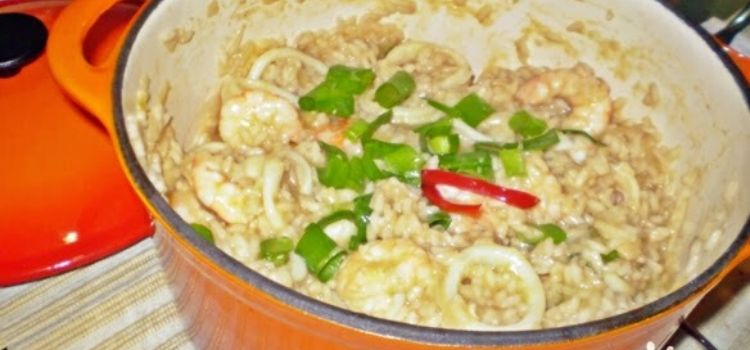 risoto de frutos do mar com maracujá