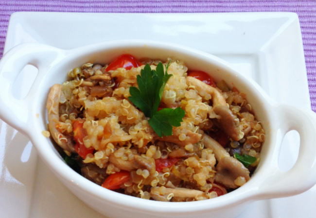 receita de risoto de quinoa e shimeji