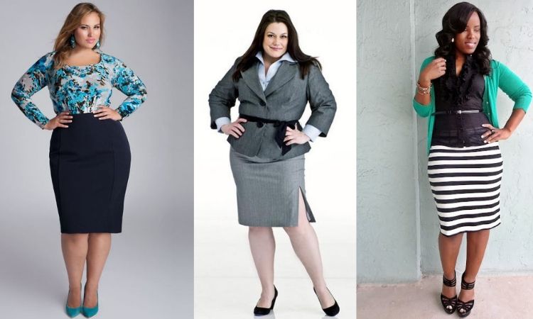 saia plus size modelo lápis