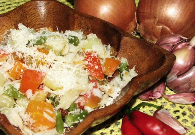 salada de bacalhau e vegetais