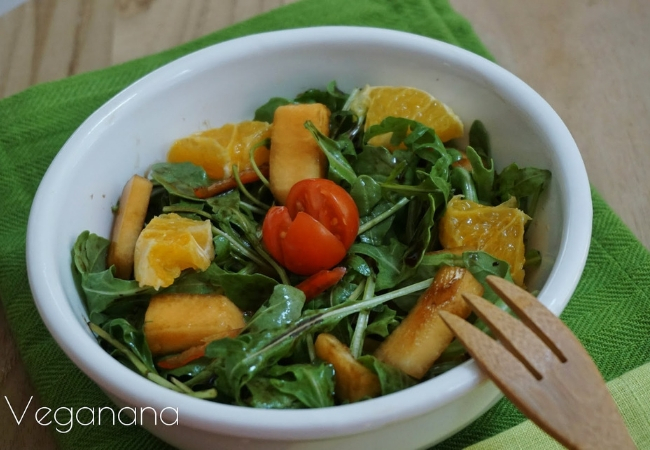 salada de rúcula e laranja