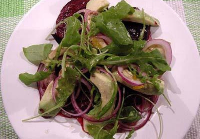 salada de rúcula e beterraba