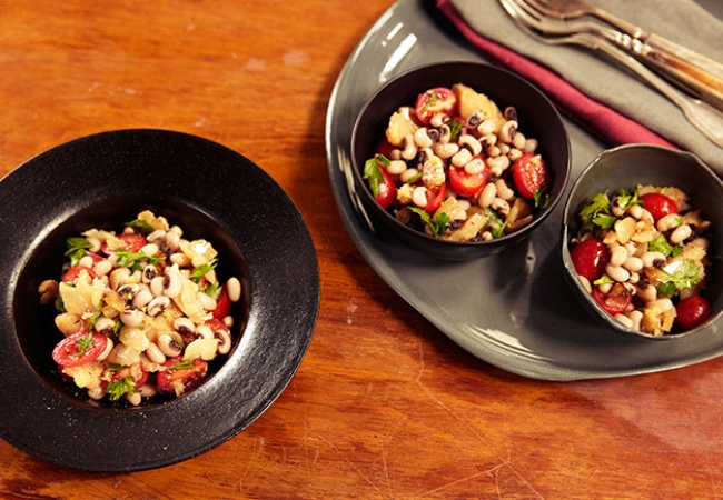 salada de feijão e bacalhau