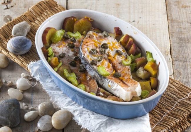 receita de salmão com batata-doce