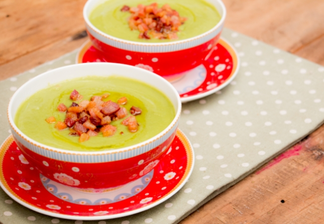 sopa de ervilha com muçarela