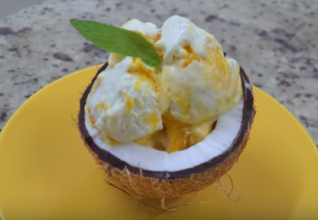 receita sorvete de manga coco