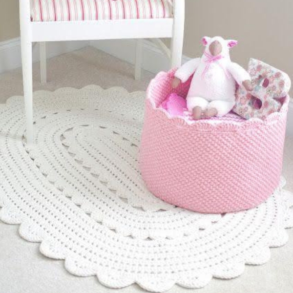 modelo tapete de crochê oval cesto